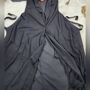 Patrizia Luca Milano Sheer Back Tie Back Sleeveless Notched Collar Long Vest